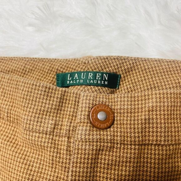 Ralph Lauren Vintage Houndstooth Dress Pants Brown Womens Sz 10 Cotton Stretch - Picture 4 of 10